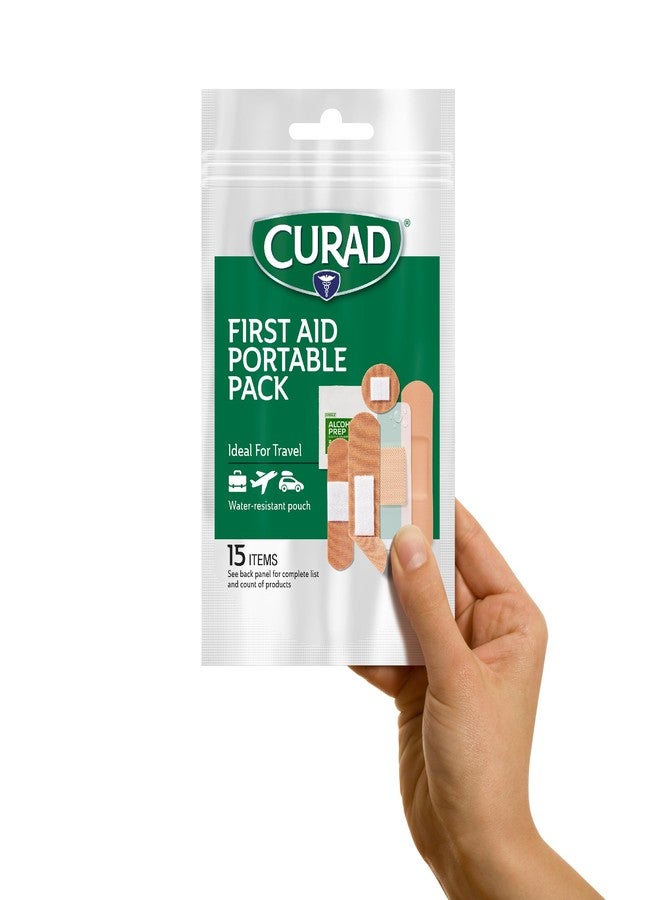 CURAD First Aid Portable Pack |15 - Count On-the-Go Essentials |12 Packs - Image 1